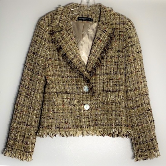 Avenue Montaigne Paris Tweed Wool Mohair Alpaga blazer jacket preppy nwot small - Picture 12 of 12